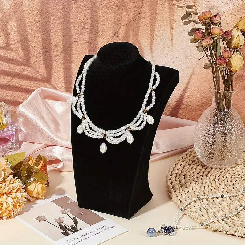 Velvet/Linen Jewelry Display Bust Necklace Display Stand Necklace Mannequin Holder Stands for Selling Trade Shows Props
