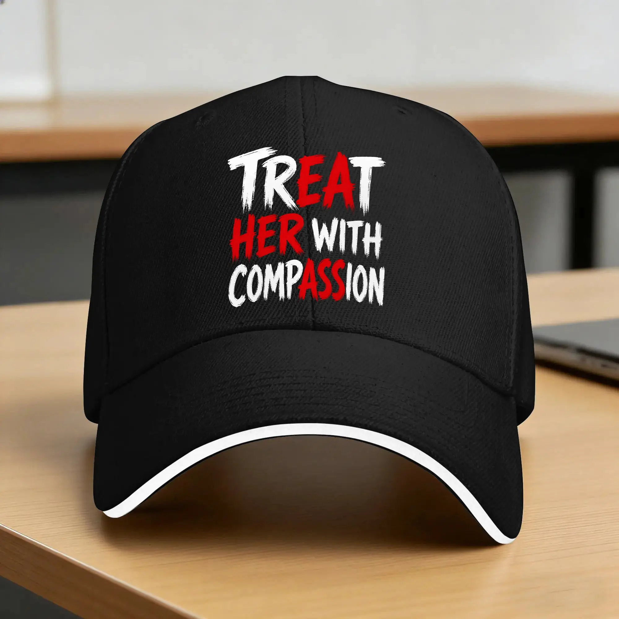 Casquette de baseball décontractée 'Treat Her with Compassion', casquette de camionneur d'été, casquette de soleil pour sports de plein air, casquettes hip-hop, casquettes de baseball style urbain