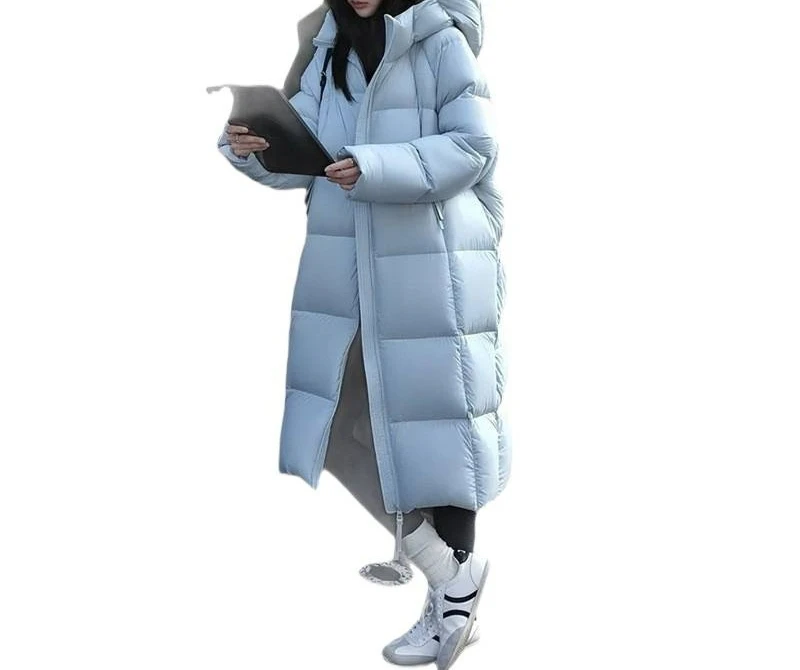 2025 Winter Loose Hooded Medium to Long Cotton Jacket Women's Thick Bread Jacket