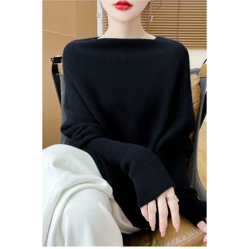 كسول نمط محبوك سترة 2025 الخريف نمط جديد غير النظامية تصميم الخفافيش كم المرأة الأعلى #6