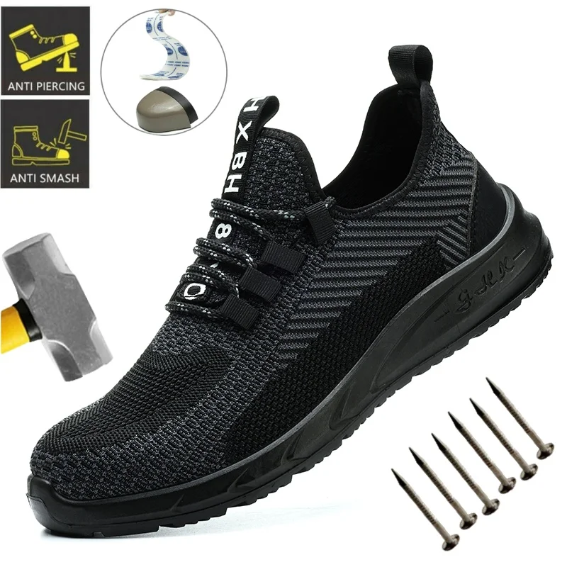 

Летняя противоскользящая обувь для промышленной безопасности — нескользящая мужская обувь с твердой подошвой, сверхпрочные рабочие ботинки для сильного захвата и долговечности