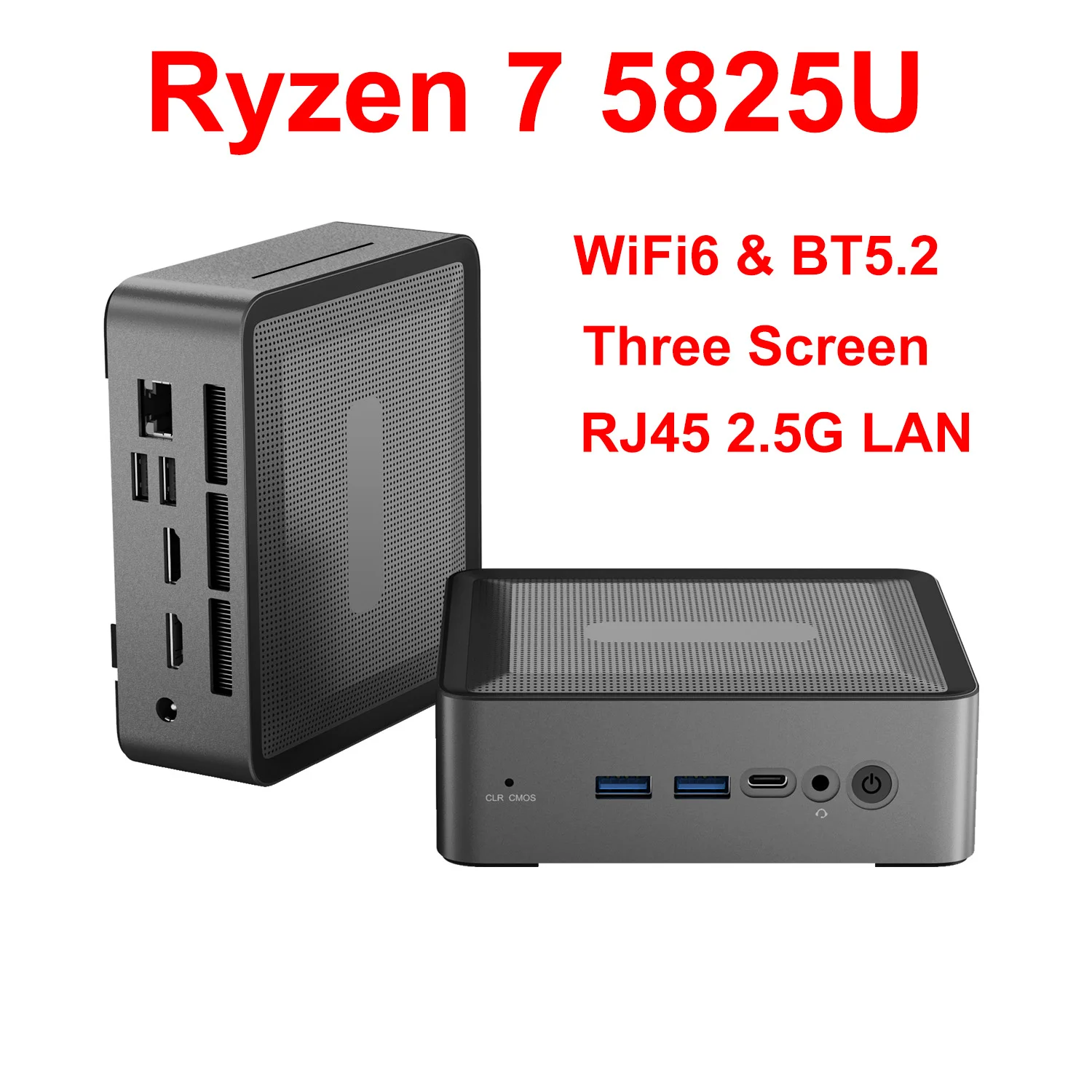 SZBOX U58 Ryzen 7 5825U ミニPC DDR4 3200MHz Wifi6 BT5.2 USB-C 3