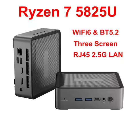SZBOX U58 Ryzen 7 5825U MINI PC DDR4 3200MHz Wifi6 BT5.2 USB-C Three Screen RJ45 2.5G 1000M LAN Office Desk Gamer Computer