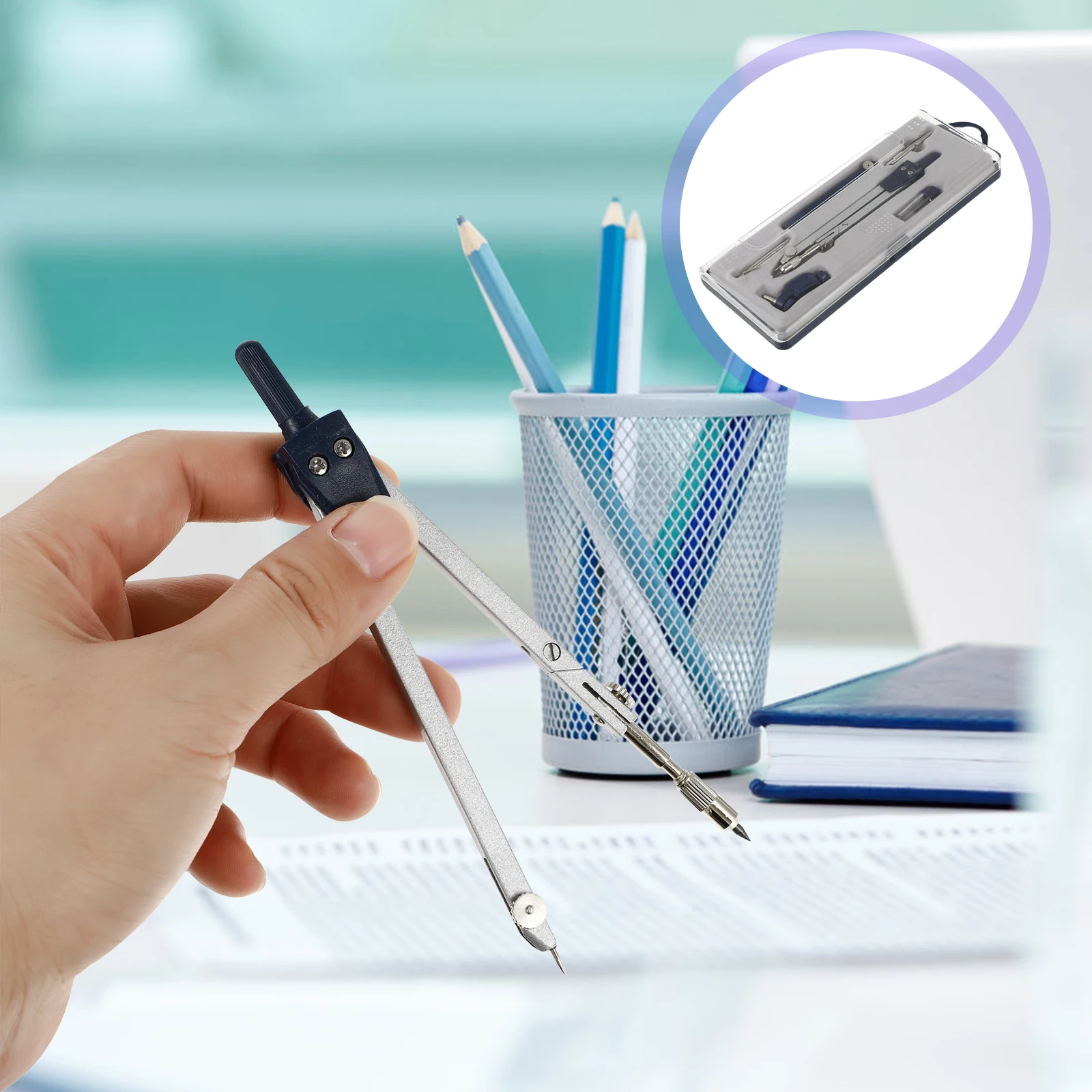 

1 set Premium Metal Compass Set Geometry Circle Drawing Tool Large Size Student Engineer Portable Measuring Divider Art Design