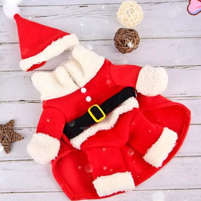 KX4B Santa Costume Dog Christment Santa Suit & Hat Set Sở trang phục Plush PET