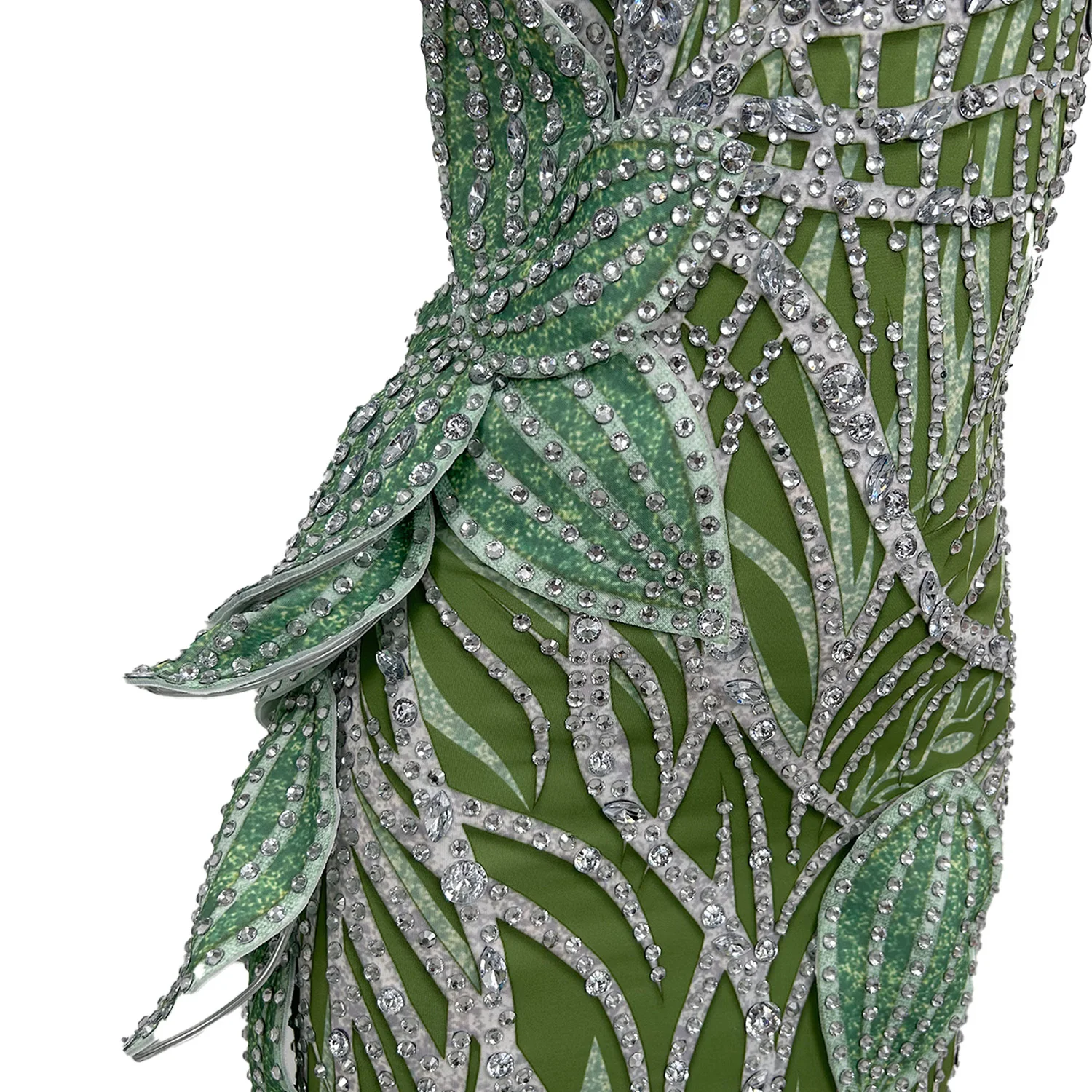 Elegant Leaf Rhinestone Banquet Party Long Dress Dinner Gown Show Performance Festival Outfit Women Prom Evening Mermaid Dress
