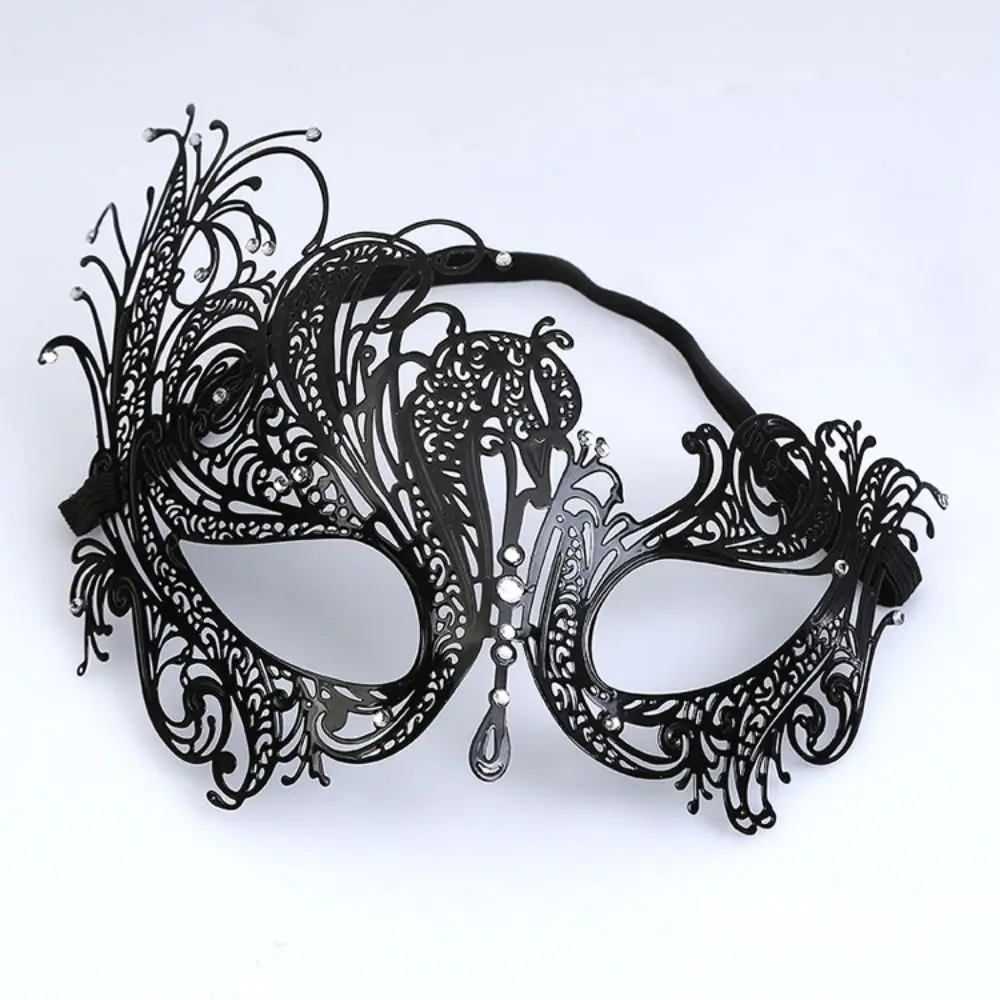 Meia face preto ouro crânio máscara de metal halloween strass meia face veneziana masquerade masculino branco feminino crânio máscara de festa