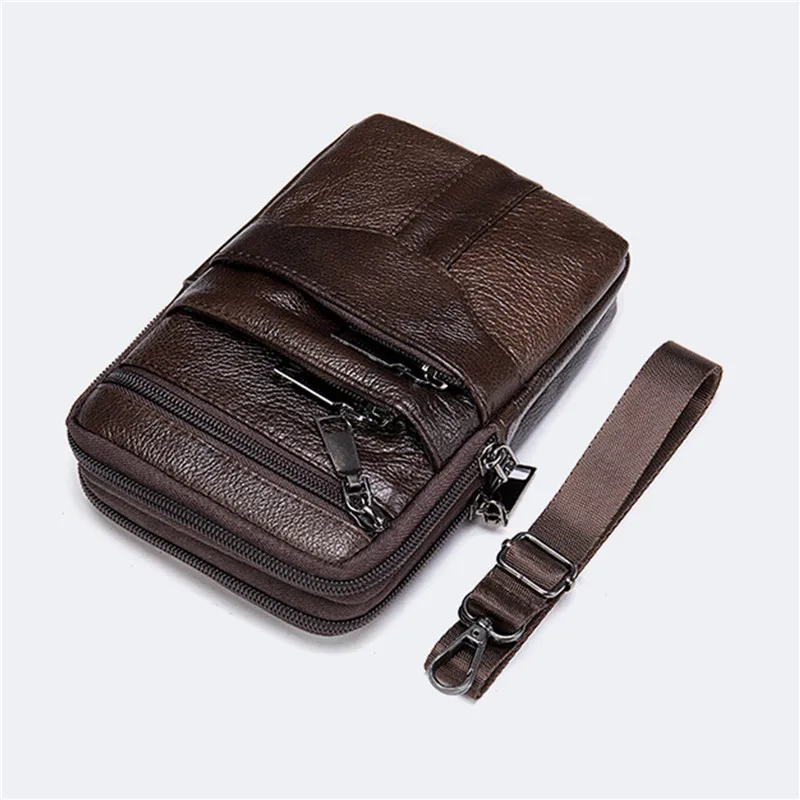 Men Leather Shoulder Male Fanny Pack High Quality Messenger Bags  Men\'s Fashion Business Belt Bag Small Briefcase Waist