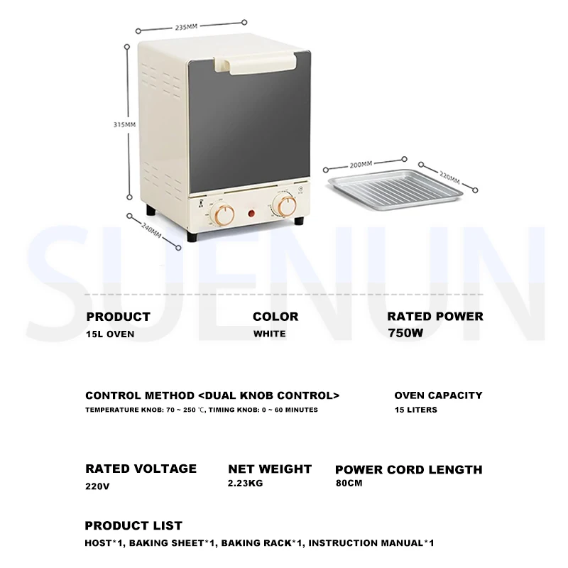 Horno eléctrico con ventana Visual para el hogar, horno microondas, máquina todo en uno, horno de alas de pollo, pan de pastel, temperatura ajustable