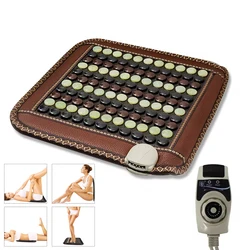 Natural Tourmaline Heating Cushion Jade Square Massage Pad Office And Home Seat Cushion For Relaxing Mood Adjustable Temperature