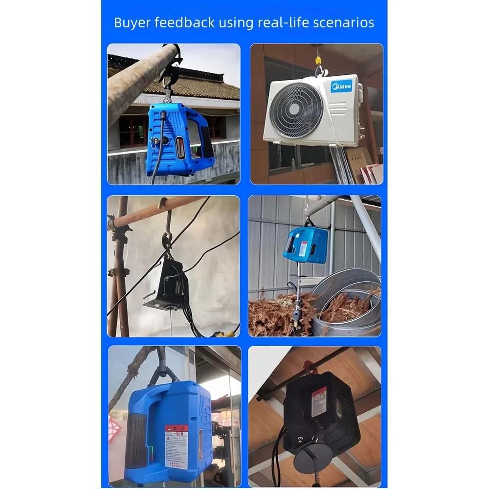 New Portable Electric Hoist Electric Winch Wireless Remote Control 220V Small Crane Home Decoration Crane Portable Lifting Winch