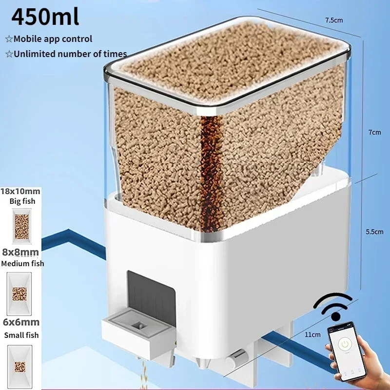 Automatic Aquarium Fish Tank Food Feeder Timing/Wifi Wireless Intelligent Mobile APP Voice Control Remote food dispenser
