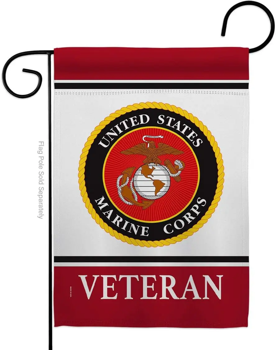 Marine Corps Veteran Garden Flag - Armed Forces USMC Semper Fi United State American Military Retire Official - House Decoration