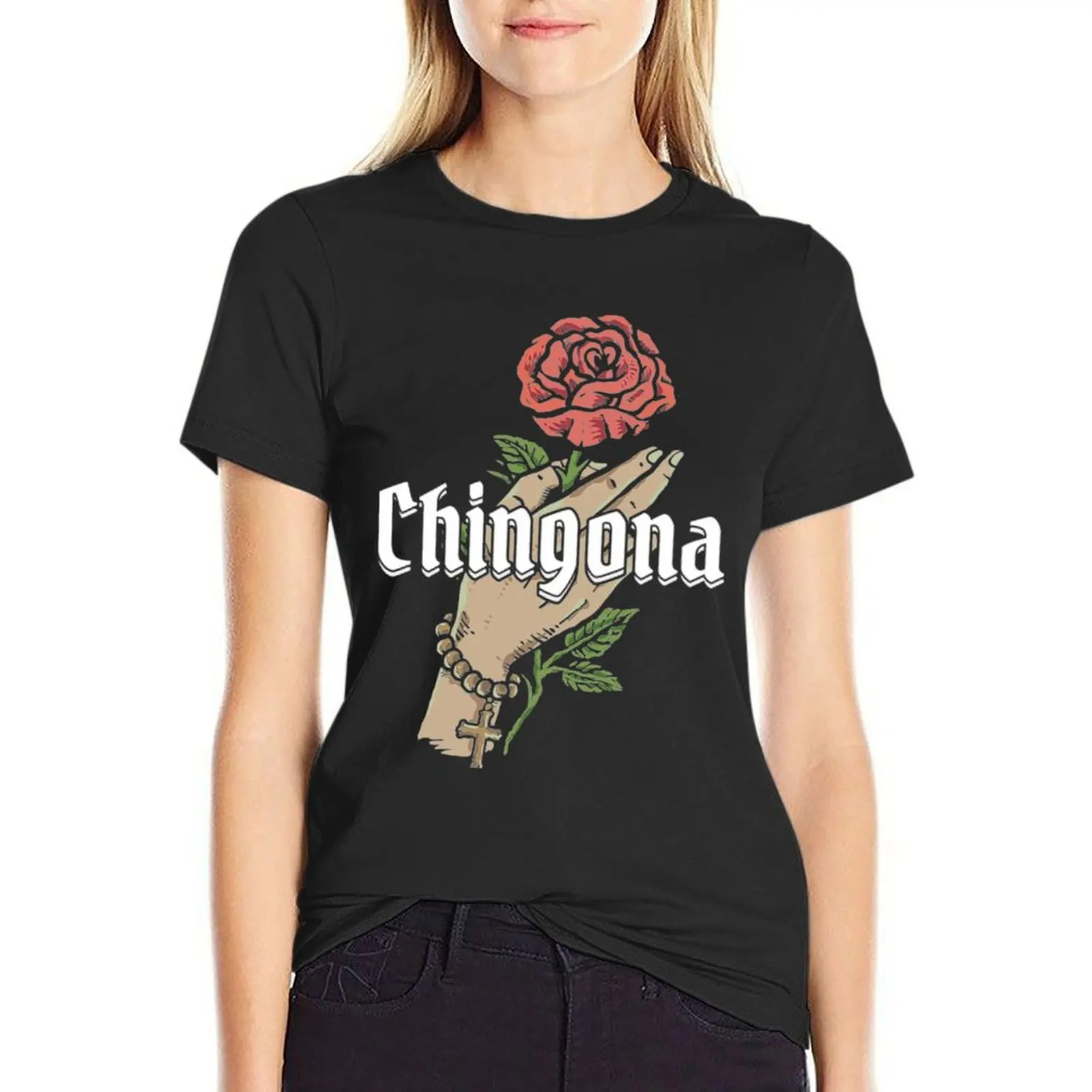 Chingona T-Shirt vintage Aesthetic clothing oversized workout shirts for Women