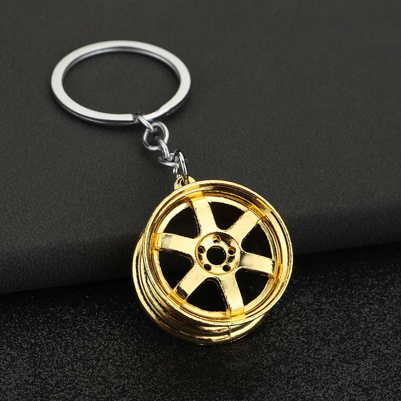 Creative car hub keychain Tire shaped keyring Metal Car Trinket Keyring Boyfriend Unique Birthday Gift