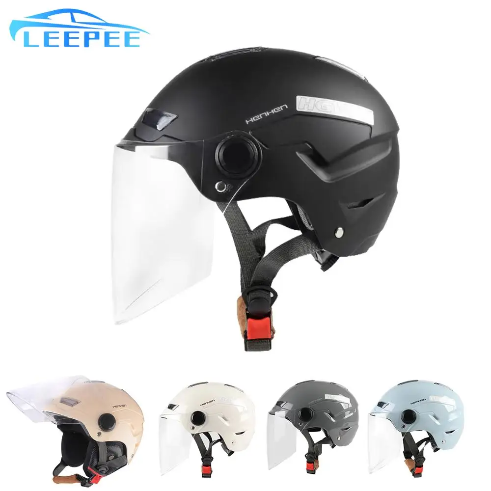 

Four Seasons Motorcycle half Helmets Clear Lens Riding Helmet with Reflective Sticker Durable Plastic Adjustable