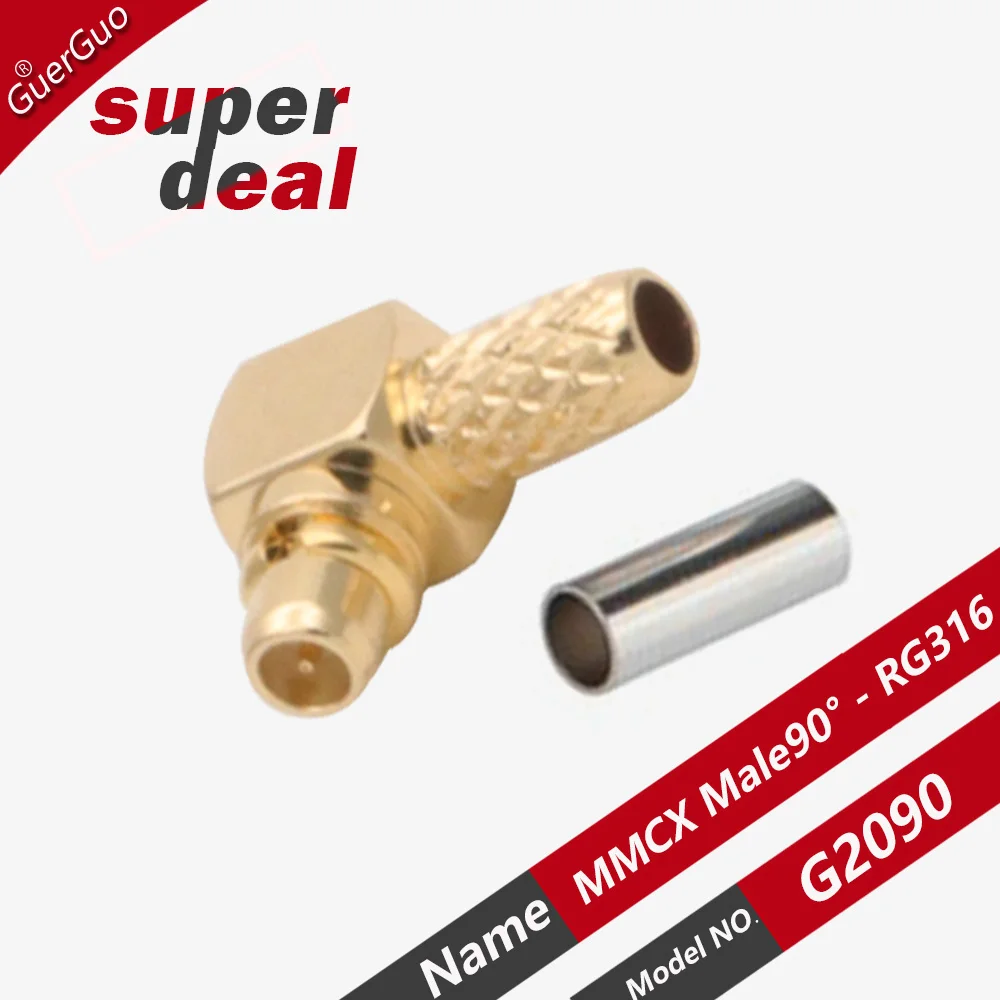 10 PCS MMCX Male Right Angle Plug Connector Solcering Crimp Adapter RG316 SYV 50-1.5 RF Connector RF Coaxial connectors