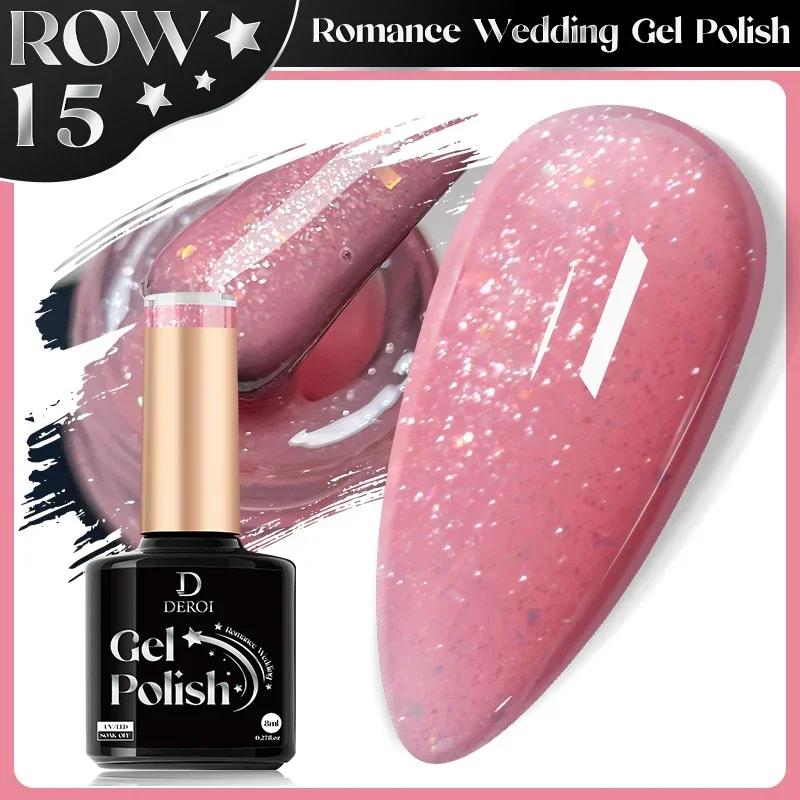 8ml natural branco gel unha polonês glitter semi permanente nude rosa lantejoulas brilhante auroral base de borracha embeber fora manicure arte do prego