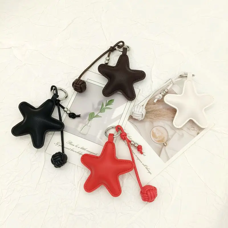 

Unisex Bag Pendants Leather Pentagram Exquisite Solid Color Simple Versatile Fashionable Bag Accessories High-quality Keychains