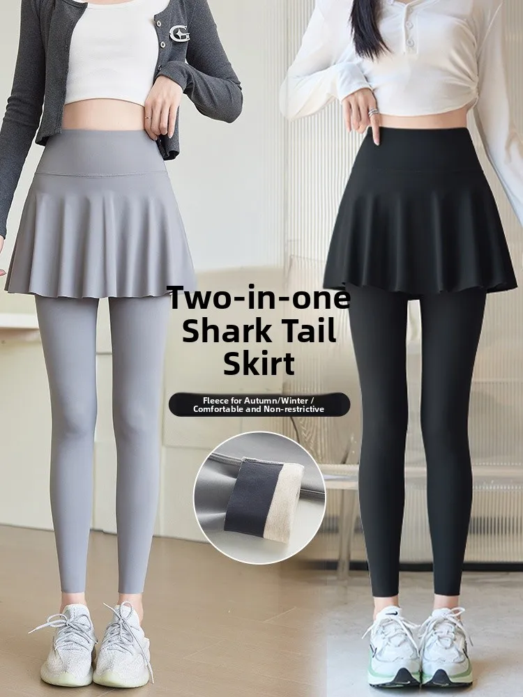 

Women's arkskin Yoga Pants Fce Lined High Waist Fitn Trousers Comfortable Skin-friendly Fake Two-Piece Leggings