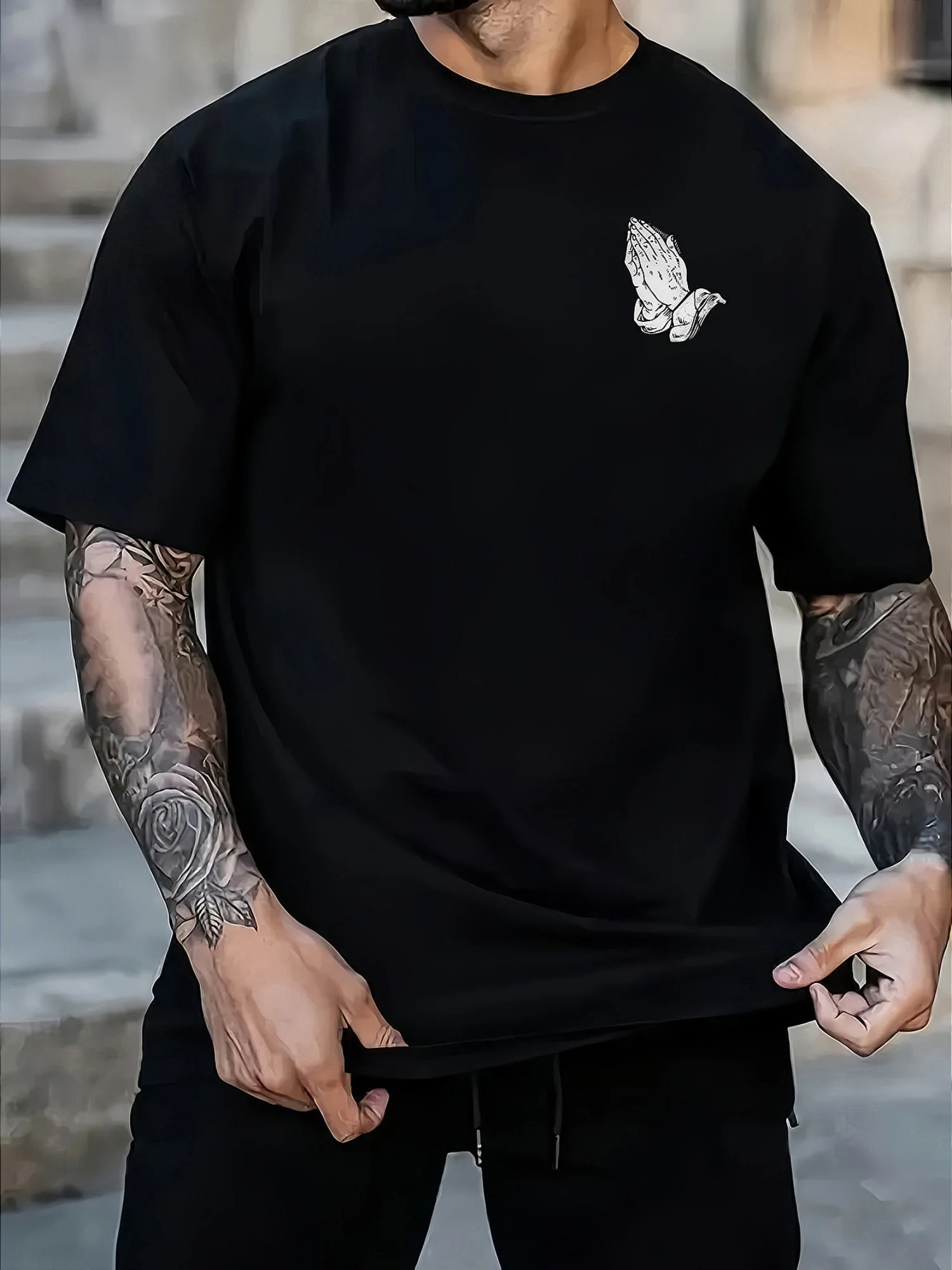 2026 Men's summer 100 cotton fashionable casual sports loose only GOD CAN JUDGE ME printed round neck short sleeved T-shirt top