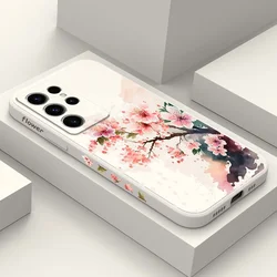 Peach Blossom Phone Case For Samsung Galaxy S25 S24 S23 S22 S21 S20 S10 S10E S9 Ultra Plus FE Note 20 Ultra 10 9 Plus Cover