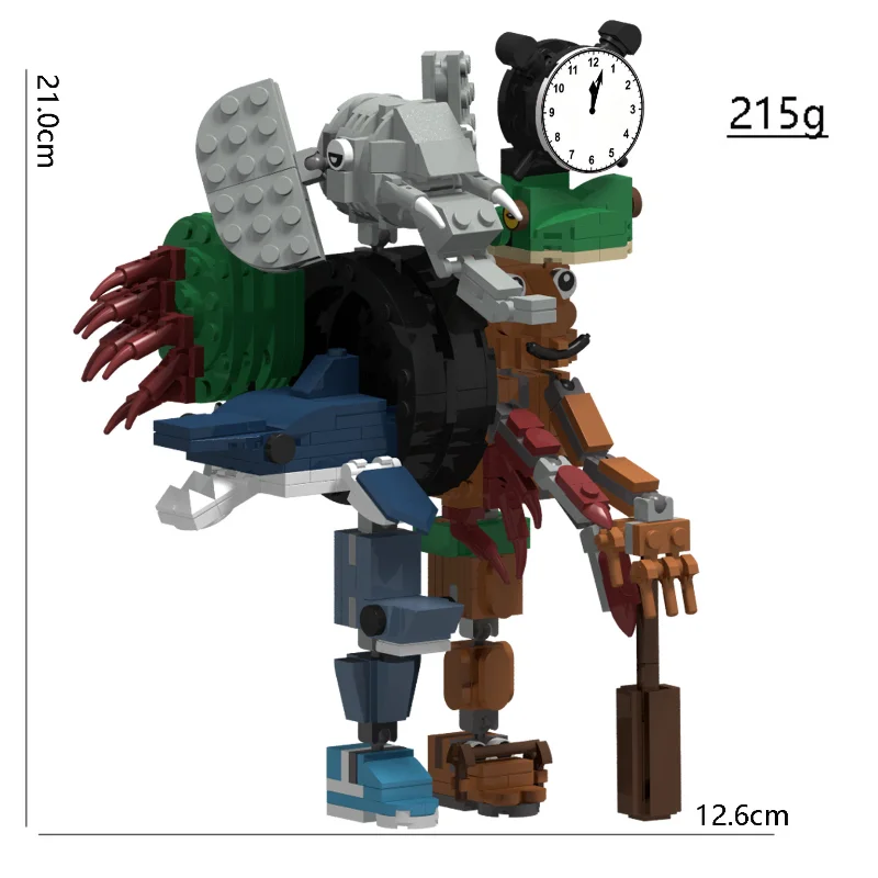 MOC Animal Beast Fusion Monster Model Assembly Building Blocks Creative Series Frog/Shark Collectible Ornament Bricks Toys Gifts