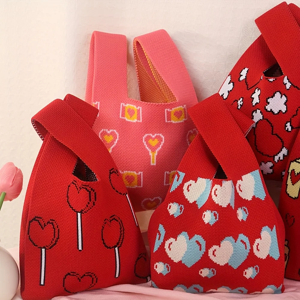 Knitted Bag Portable Christmas Gift Cute Fashionable Versatile Portable Hand-Held Tote Bag Wedding Banquet Souvenir Wedding Cand