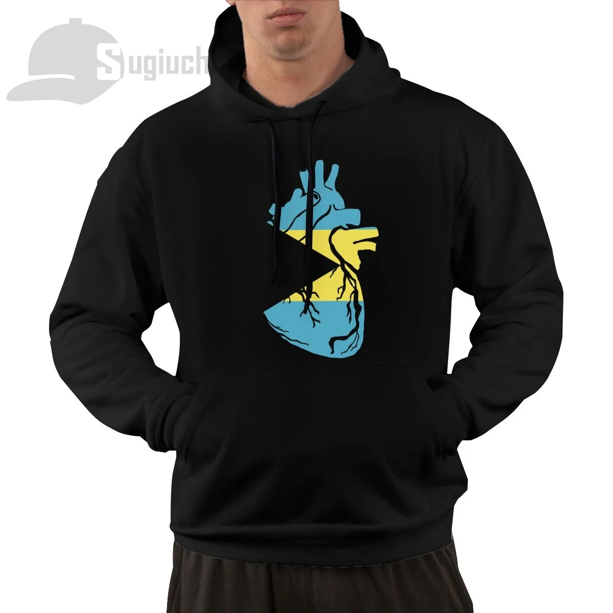 Bahamas Anatomical Heart Shape Country Flag Cotton Pullover Hoodie Men Women Unisex Hip Hop Style Sweatshirt