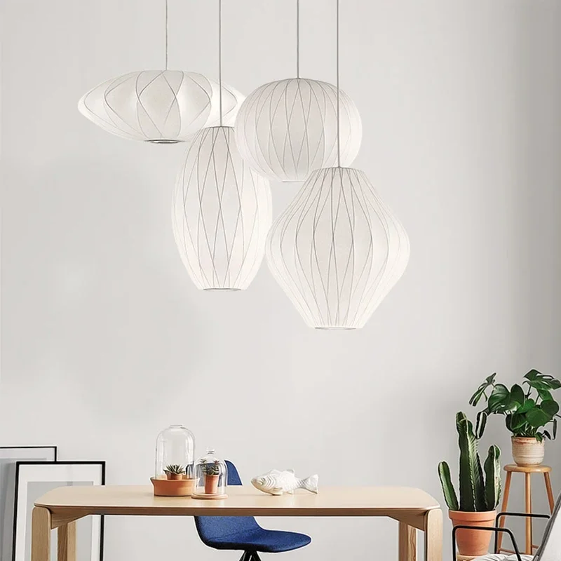 Lustres de teto de tecido nórdico, Lanterna de tecido, Lâmpadas pendentes para o quarto, Luz pendurada, Decoração para a casa Brilho