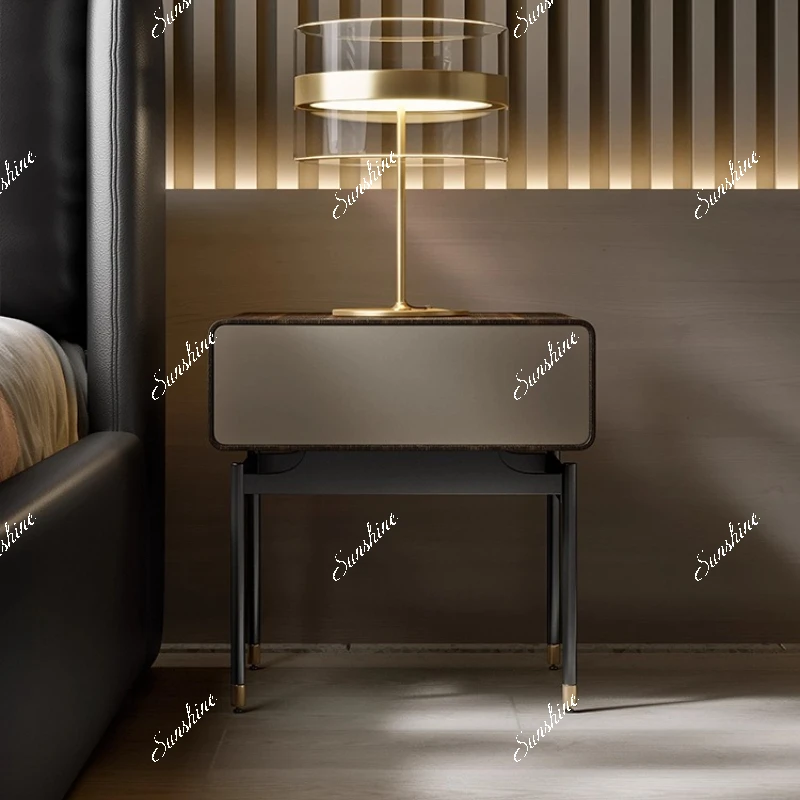 Square bedside table modern light luxury Italian minimalist bedside table for home use
