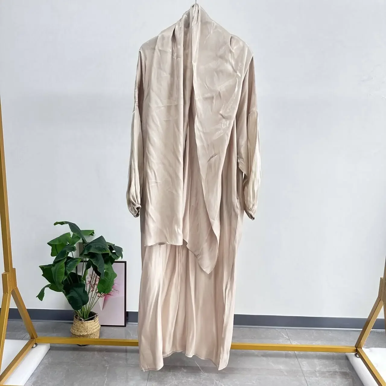 Eid Ramadan Donna Abaya musulmano Abito da festa con sciarpa Un pezzo Arabo Modesto Dubai Abito lungo Caftano Islam Abaya Marocco Turchia