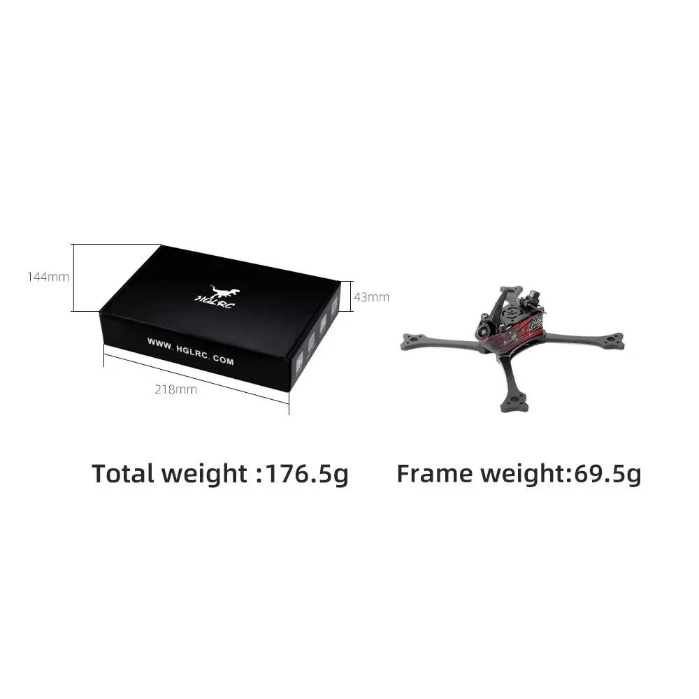 HGLRC 2025 New Wind5 Lite V2 5inch Racing Frame 195mm Wheelbase Toray-T700 Spray Paint for RC FPV Freestyle Drone Part