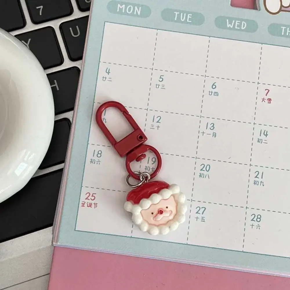 

Cartoon Xmas Santa Claus Key Chain Resin Gingerbread Man Elk Snowman Pendant Charms Bag Pendant Christmas Gift