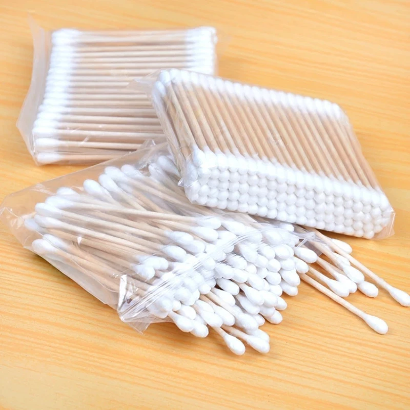 100pcs/lot Double-headed Cotton Swab Tip Wooden Handle For Sticks Cosmetic Makeup Tattoo Accessories Tool