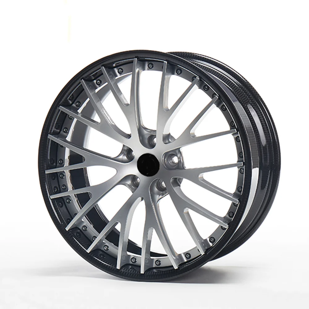 Carbon fiber wheel rim + forged spokes 20 inch rims 5x120 6061-t6 aluminum alloy forged wheel fit for luxury car