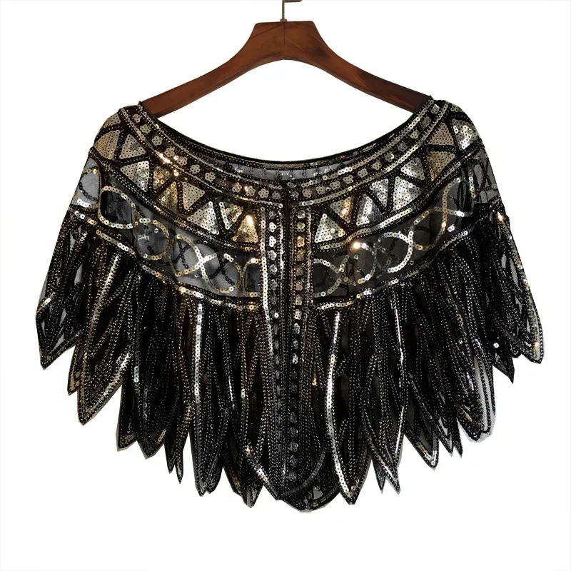 Summer Beading Elegant Shawl Wrap Women Short Cape Sequined Sparking Jacket Shrug Capa