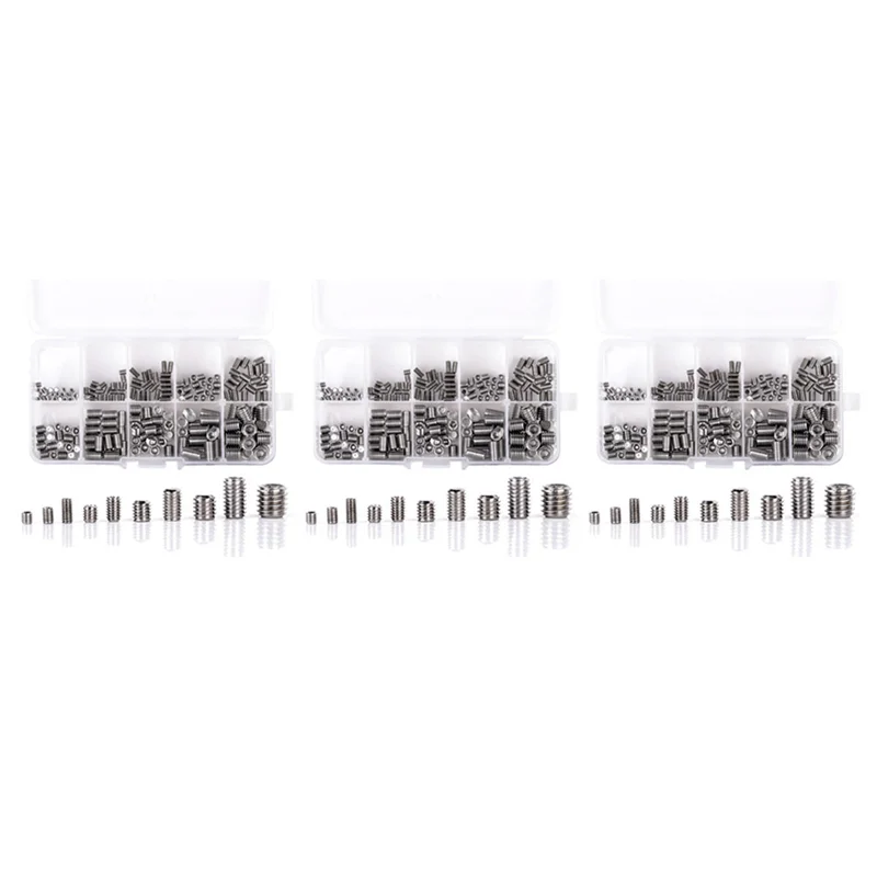 

A70P 600Pcs 304 Stainless Steel Grub Screws Hex Socket Screw Assortment Kit Set M3/M4/M5/M6/M8