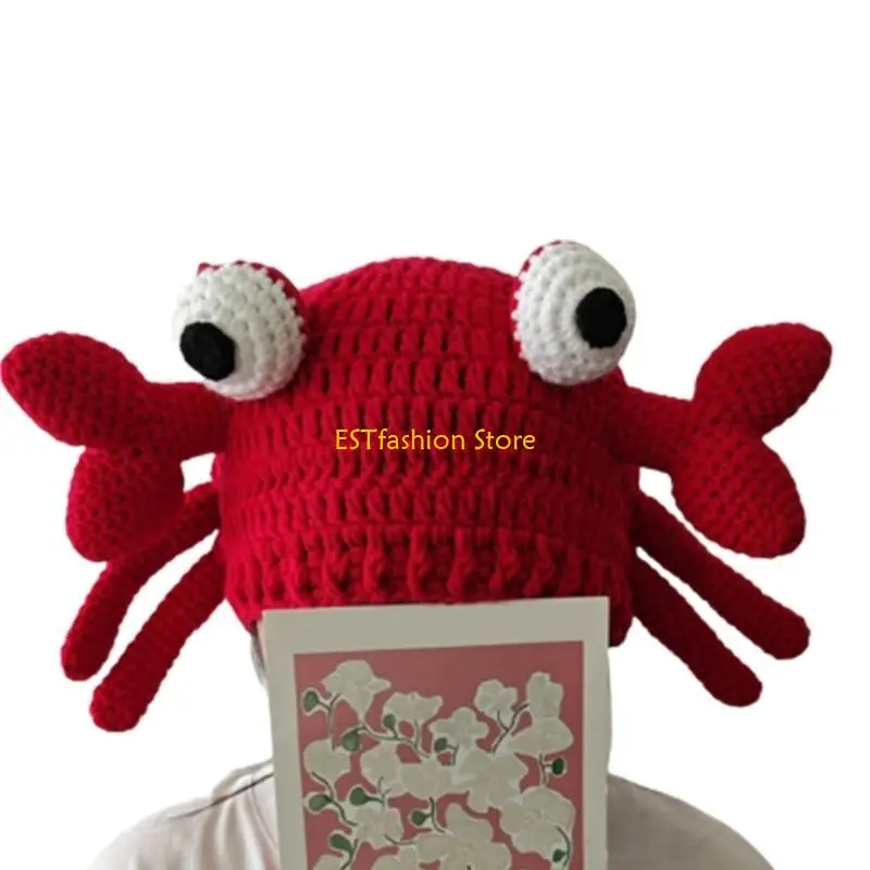 Y5GC مضحك السلطعون ومخلب قبعة المرأة الخريف والشتاء محبوك الملونة الشتاء قبعات منسوجة كول صور الدعامة Y2K-GIRL