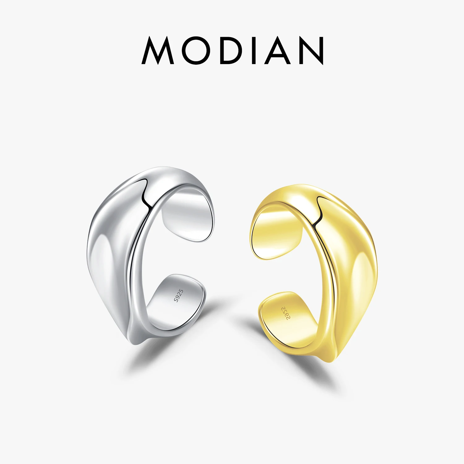 MODIAN 1PCS 925 Sterling Silver Smooth Design Clip Earrings Stackable Ear Cuff For Women Girls Party Jewelry Christmas Gifts