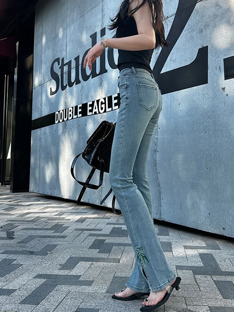 Jeans jeans micro flare de cintura alta feminino primavera verão novo sle emagrecimento levantamento de bunda super lindo elástico personali...