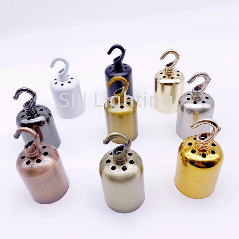 Bronze Ceramic Lamp Base Vintage E27 Socket Ceramic Lamp Holder E27 Screw Lamp Holder With Hook For Retro Led Pendant Light DIY