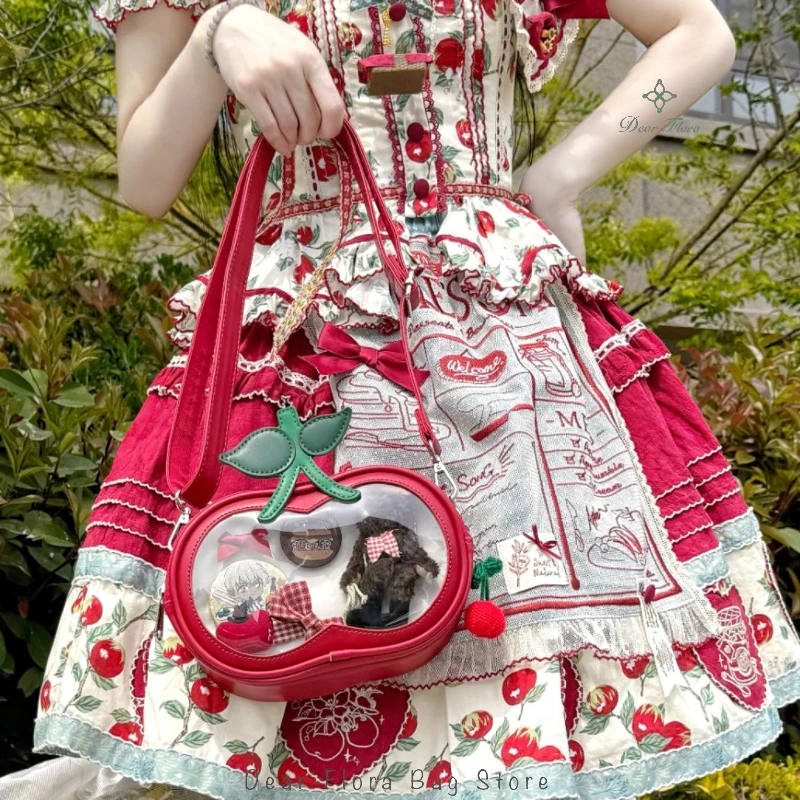 

New Cute Cherry Ita Shoulder Bag Lolita Girls Transparent Pocket Women Mini Crossbody Bag Y2k Fashion Trend DIY Display Handbags