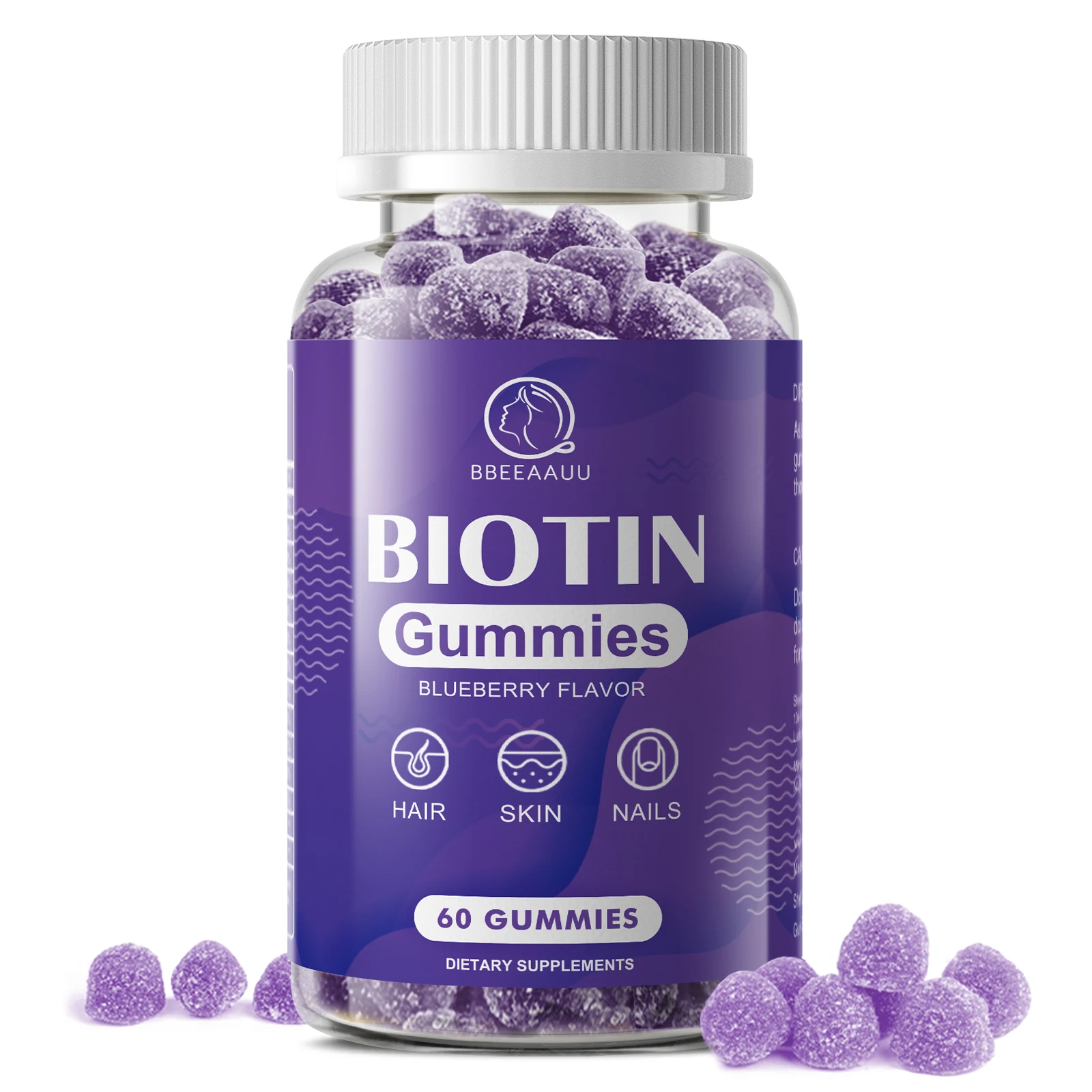 

Биотиновые жевательные конфеты BBEEAAUU для роста волос, предотвращения выпадения, стимуляции роста волосяных фолликулов, укрепления ногтей и кожи, уход за красотой для женщин