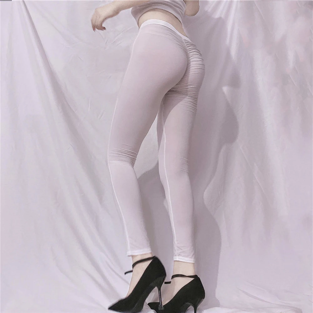 Frauen Sexy Transparente Leggings Strumpfhosen Hohe Elastische Sheer Ultra-dünne Dünne Yoga Hosen Hosen Strumpfhosen Tägliche Weibliche Kleidung