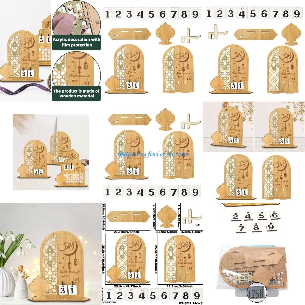 

H9EB Календарь обратного отсчета Рамадана 31 день Календарь Ид Мубарак Рамадан Адвент Календарь Орнамент Украшения