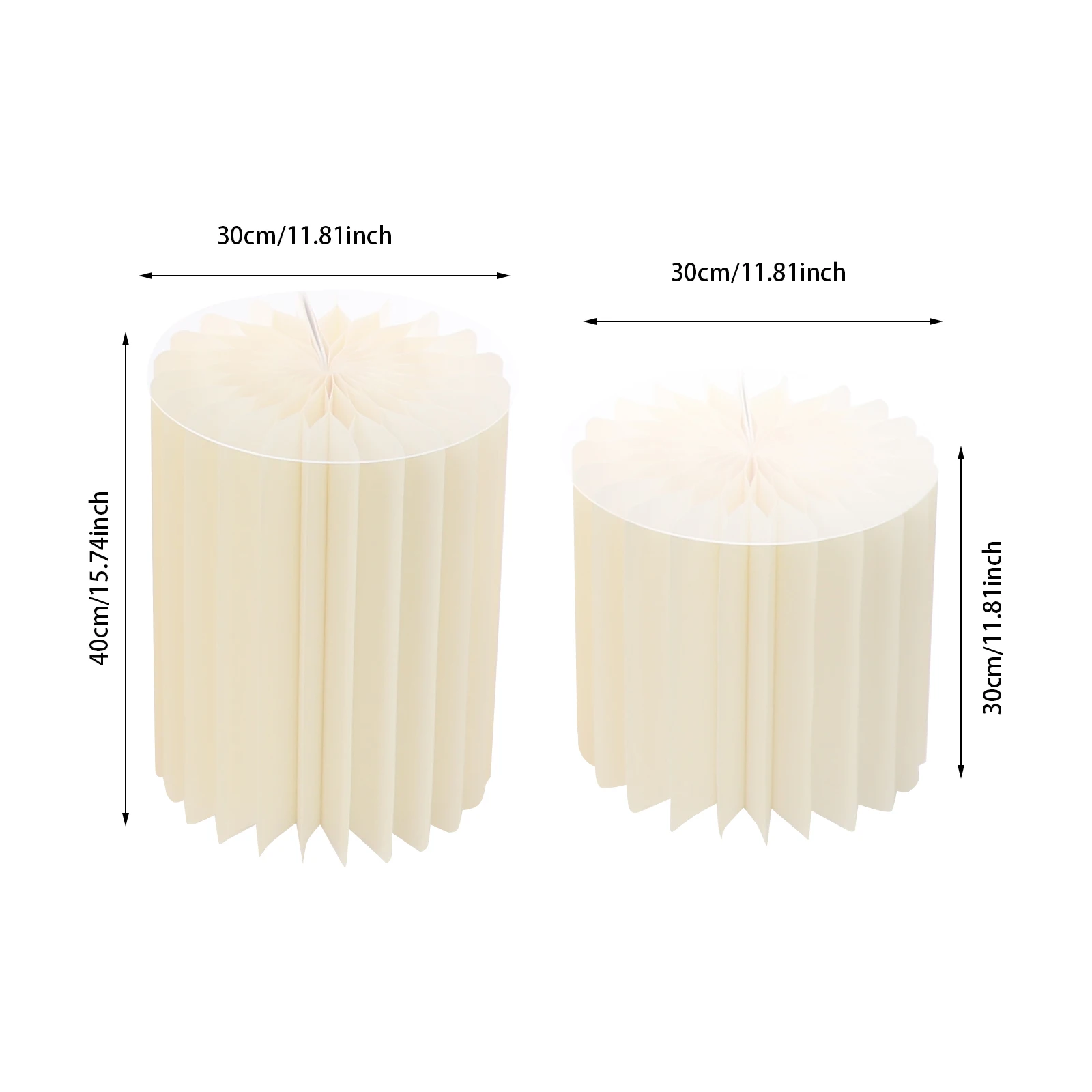 7Pcs Foldable Paper Column Display Stands Honeycomb 55lbs Load Two Sizes Milky White Cylinder Wedding Pedestals Honeycomb Cardboard Flower Risers For Wedding, Birthday, Baby Shower