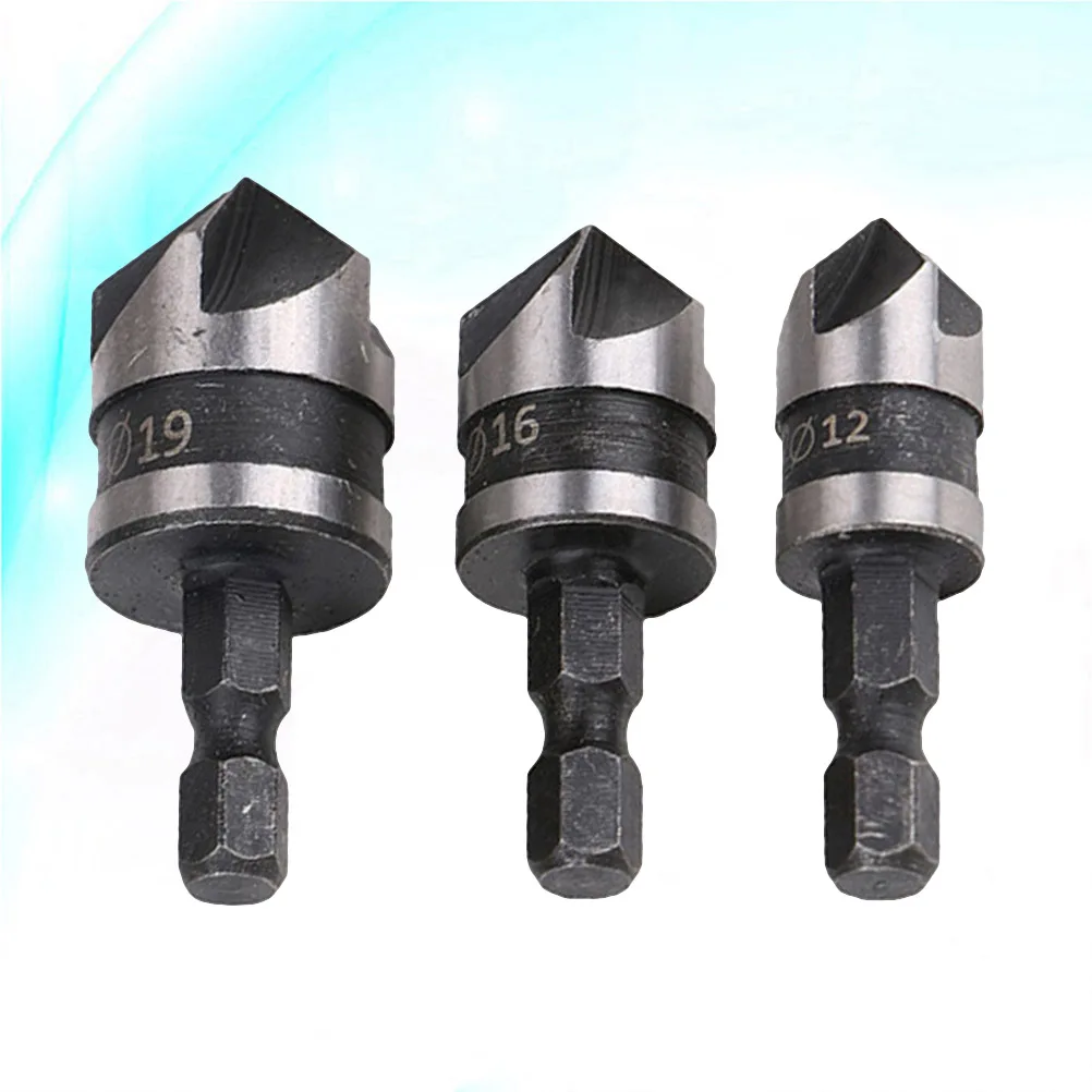 

3pcs Chamferer Drill Bit for Woodworking High Hardness Carbon Steel Deburring Tool Ideal Plastic Aluminum Copper Stainless
