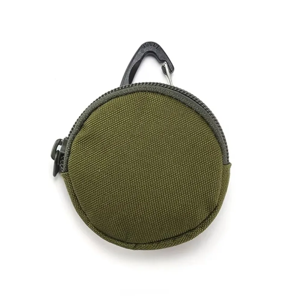 Portable Mini EDC Coin Purse Round Zipper Key Holder Water-resistant with Carabiner Clip Storage Pouch For Daily Use