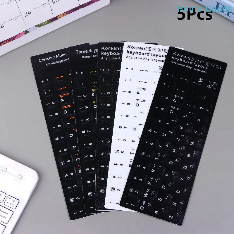 

preferredLaptop Korean Keyboard Sticker Set Waterproof PVC 5Pcs Decal for Desktop PC Large Font Clear Print for Office Study